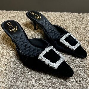 Sam Edelman Black Mules with Silver Embellishment